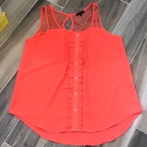 👛 3 for $20 👛 Coral Tank with sheer shoulders